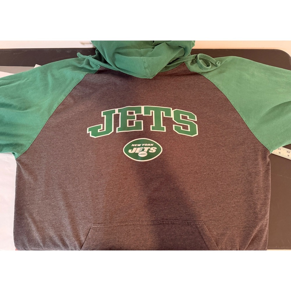 Fanatics New York Jets Hoodie Mens 3XLT Grey Green Good NFL Football Pullover - Picture 4 of 8